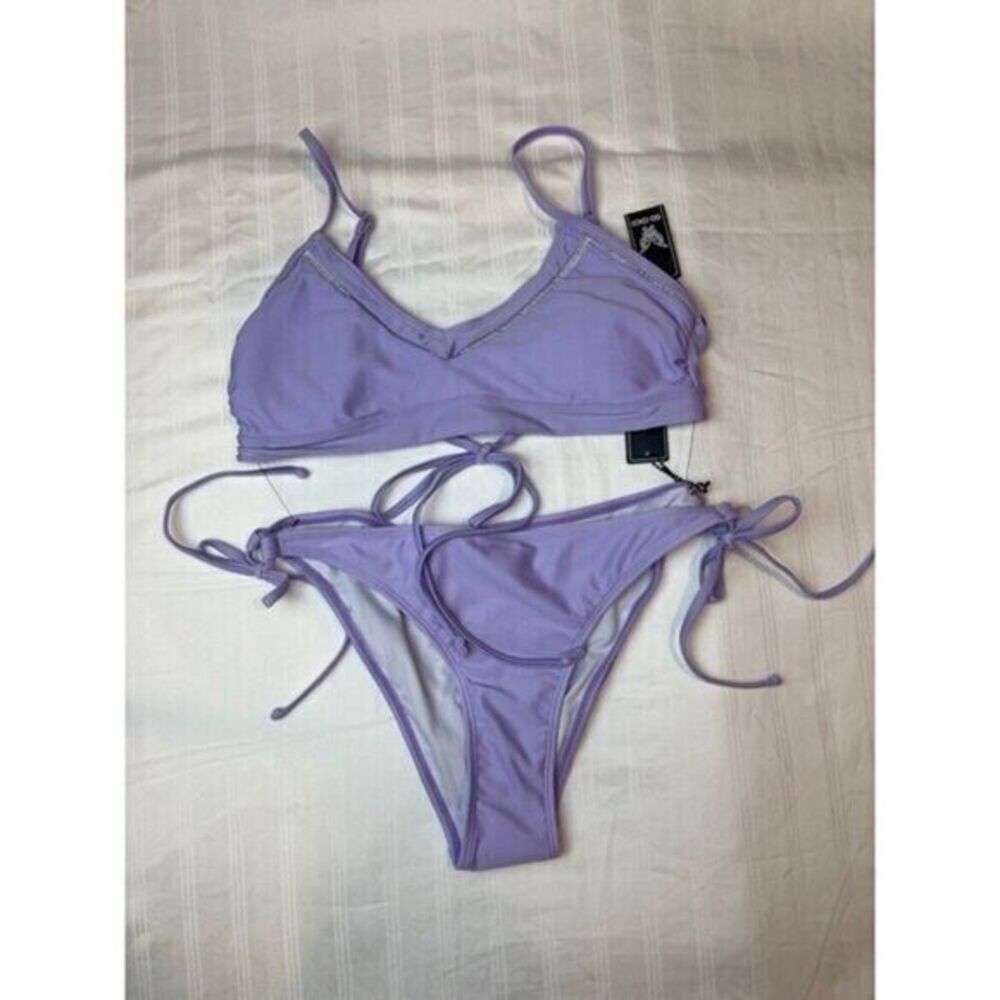 Go coco Lavender Cheeky Crochet Detailing 2 Piece Bikini Size M - Picture 4 of 7